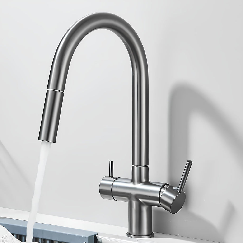 Robinet de cuisine douchette et rotation 360° - Noir