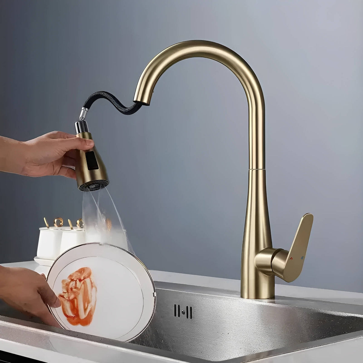 Robinet de cuisine - Douchette extractible 360° - Noir