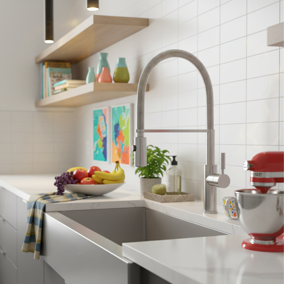 Robinet de cuisine mitigeur - Bec escamotable avec rotation 360° - Noir