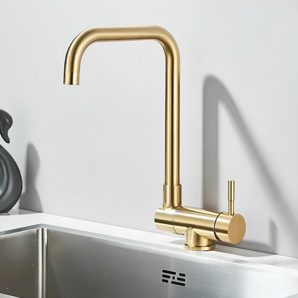 Robinet de cuisine rabattable - pratique et design - Or brossé