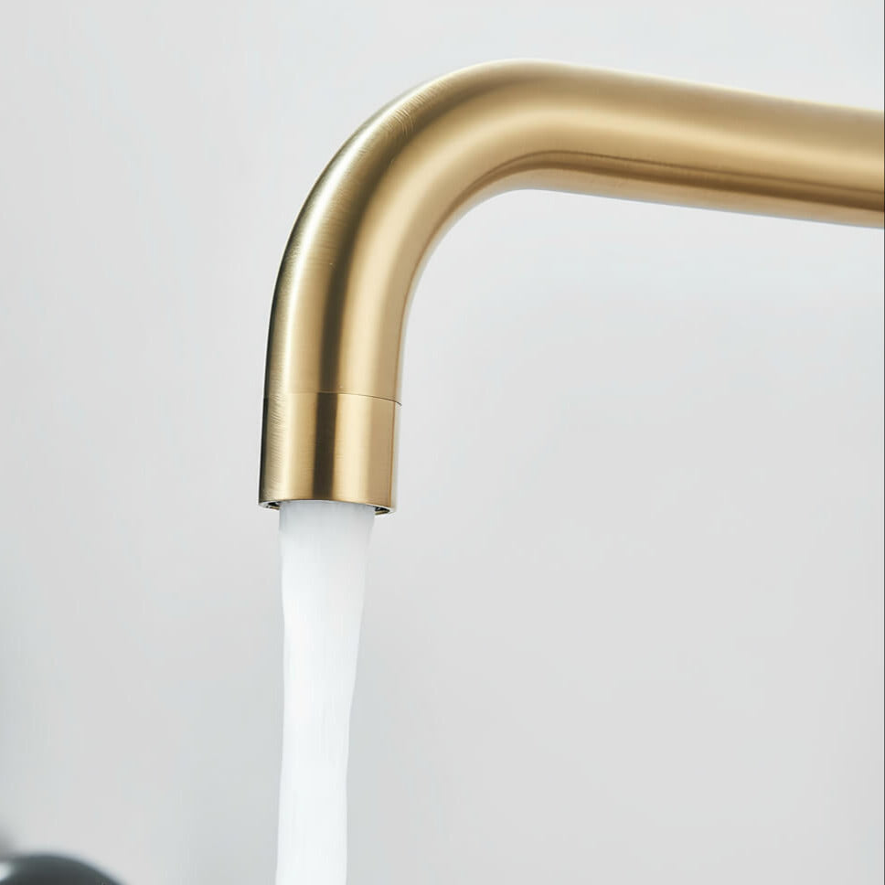 Robinet de cuisine rabattable - pratique et design - Or brossé