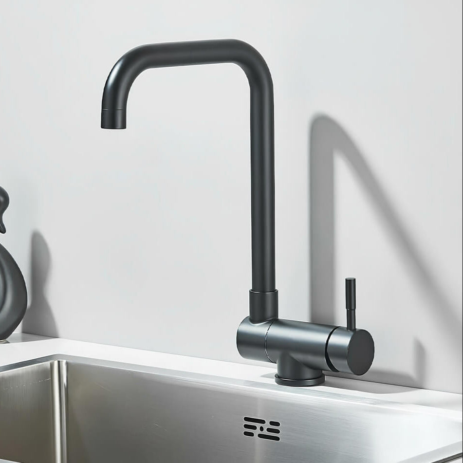 Robinet de cuisine rabattable - pratique et design - Gris brossé