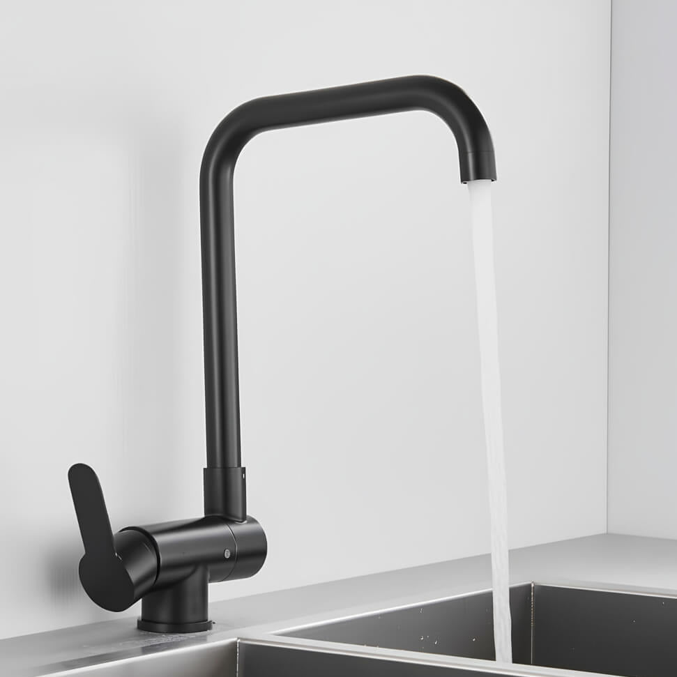 Robinet de cuisine rabattable - Bec escamotable avec rotation 360° - Gris brossé