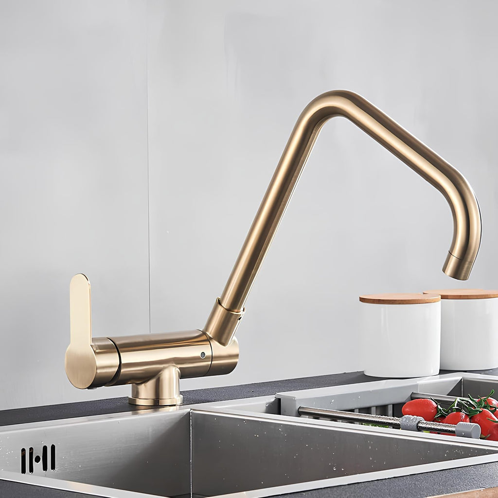 Robinet de cuisine rabattable - Bec escamotable avec rotation 360° - Noir