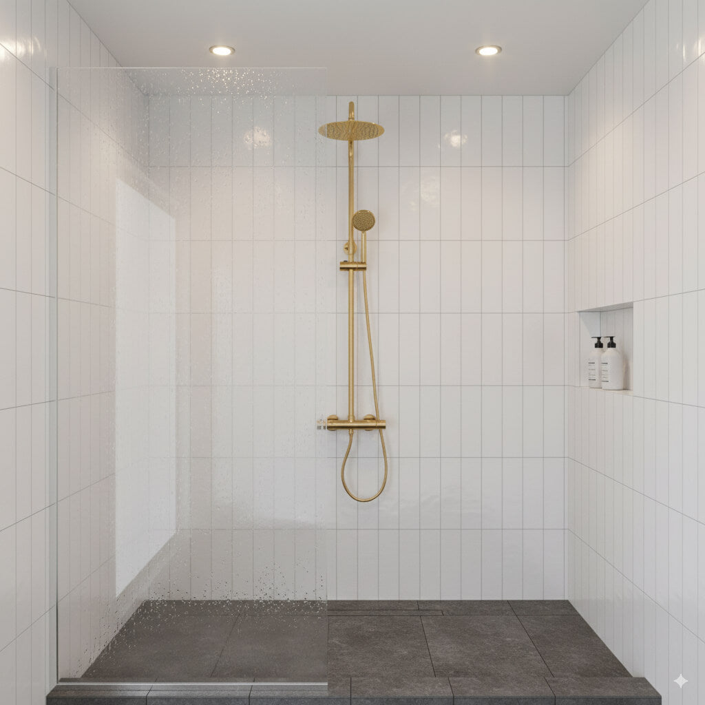 Robinet de douche dorée thermostatique - Or