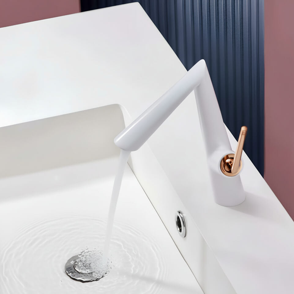 Robinet de lavabo contemporain - Or brossé
