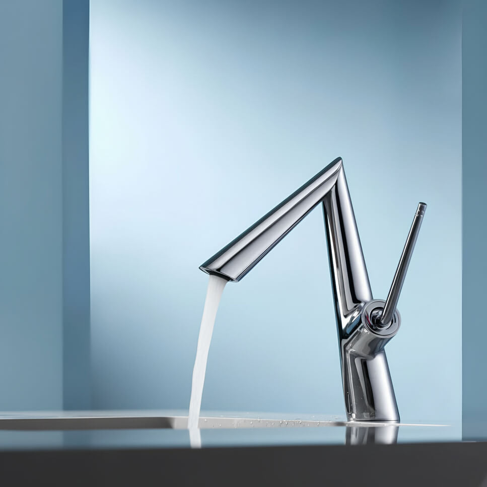 Robinet de lavabo contemporain - Or rose