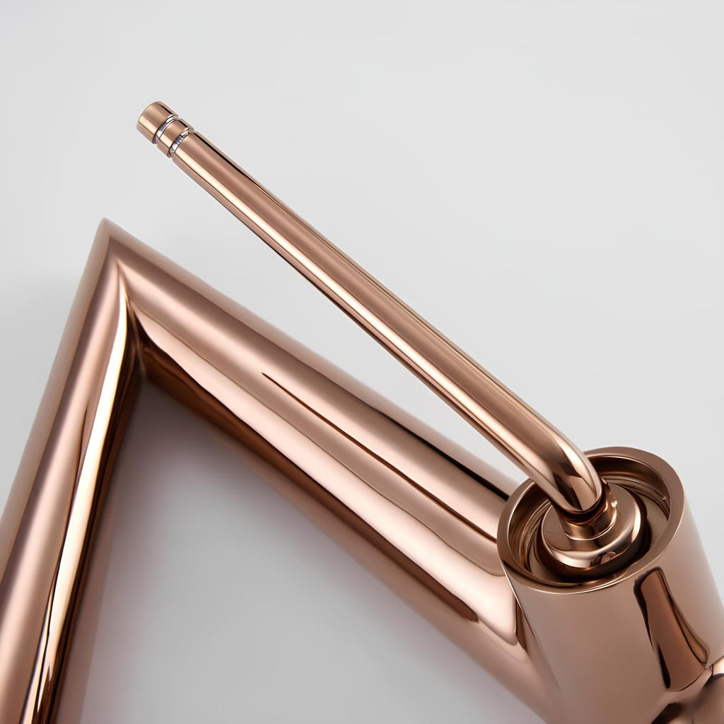 Robinet de lavabo contemporain - Or rose
