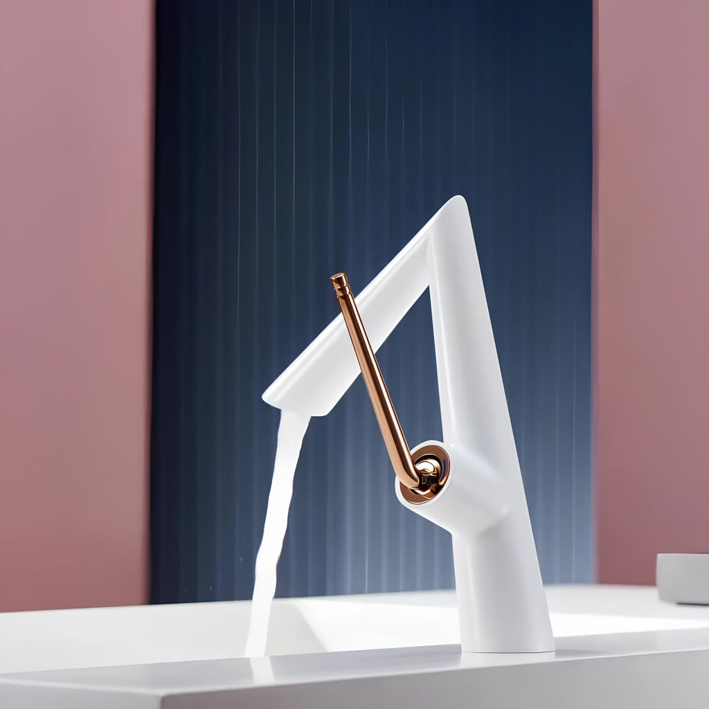 Robinet de lavabo contemporain - Or rose