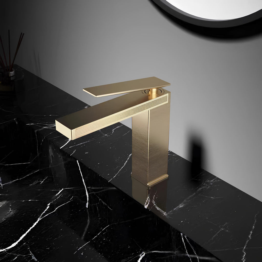 Robinet de lavabo en laiton - mitigeur compact au design épuré - Blanc