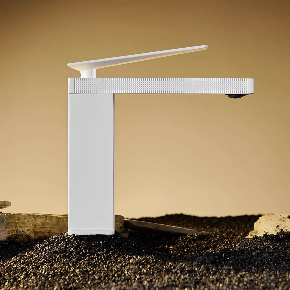Robinet de lavabo en laiton - mitigeur compact au design épuré - Chrome