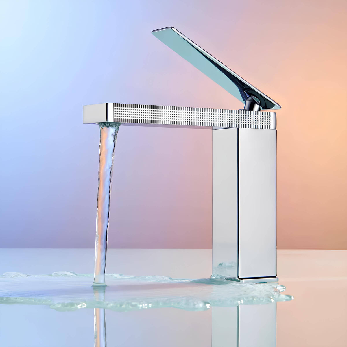 Robinet de lavabo en laiton - mitigeur compact au design épuré - Gris brossé