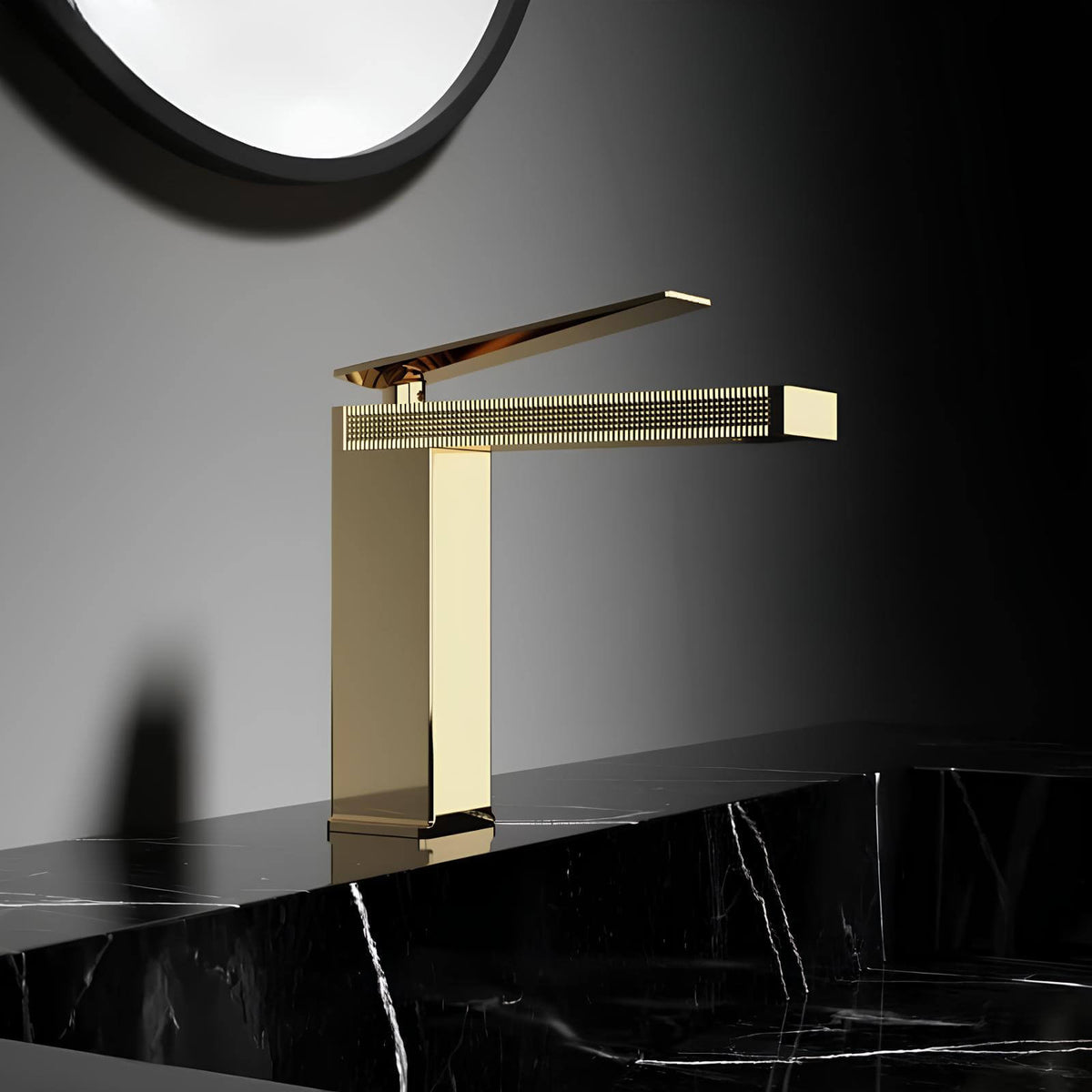 Robinet de lavabo en laiton - mitigeur compact au design épuré - Or
