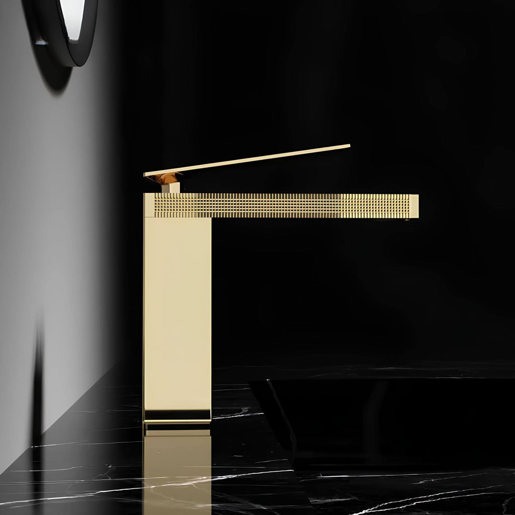 Robinet de lavabo en laiton - mitigeur compact au design épuré - Or