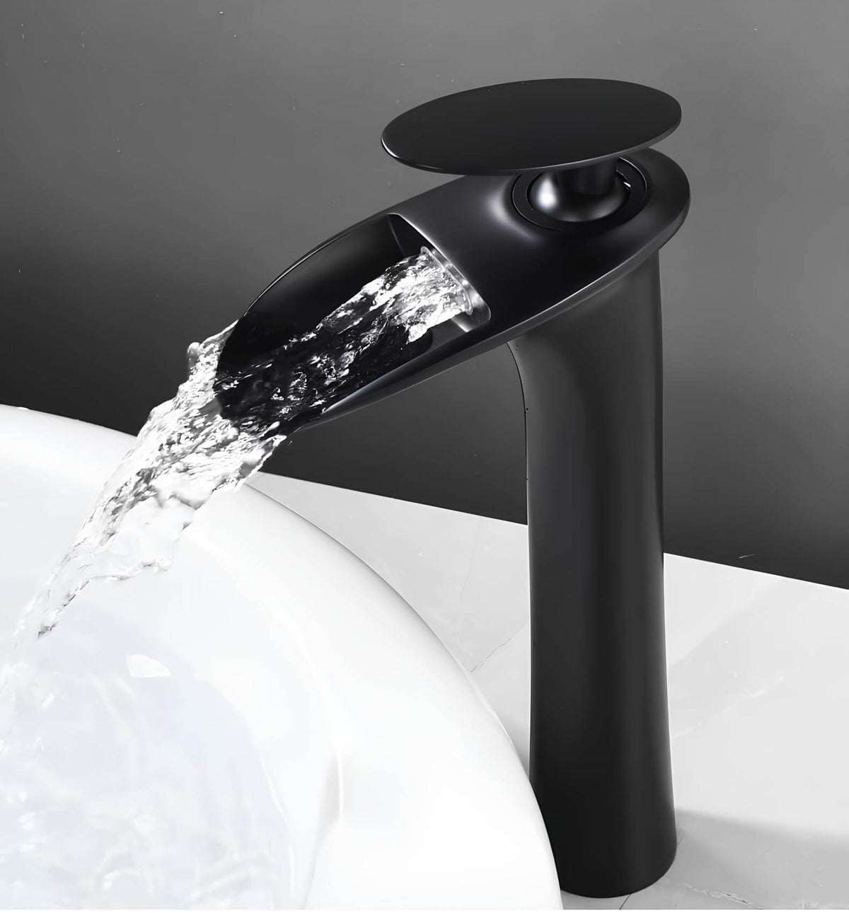 Robinet de vasque moderne - Style cascade - Noir