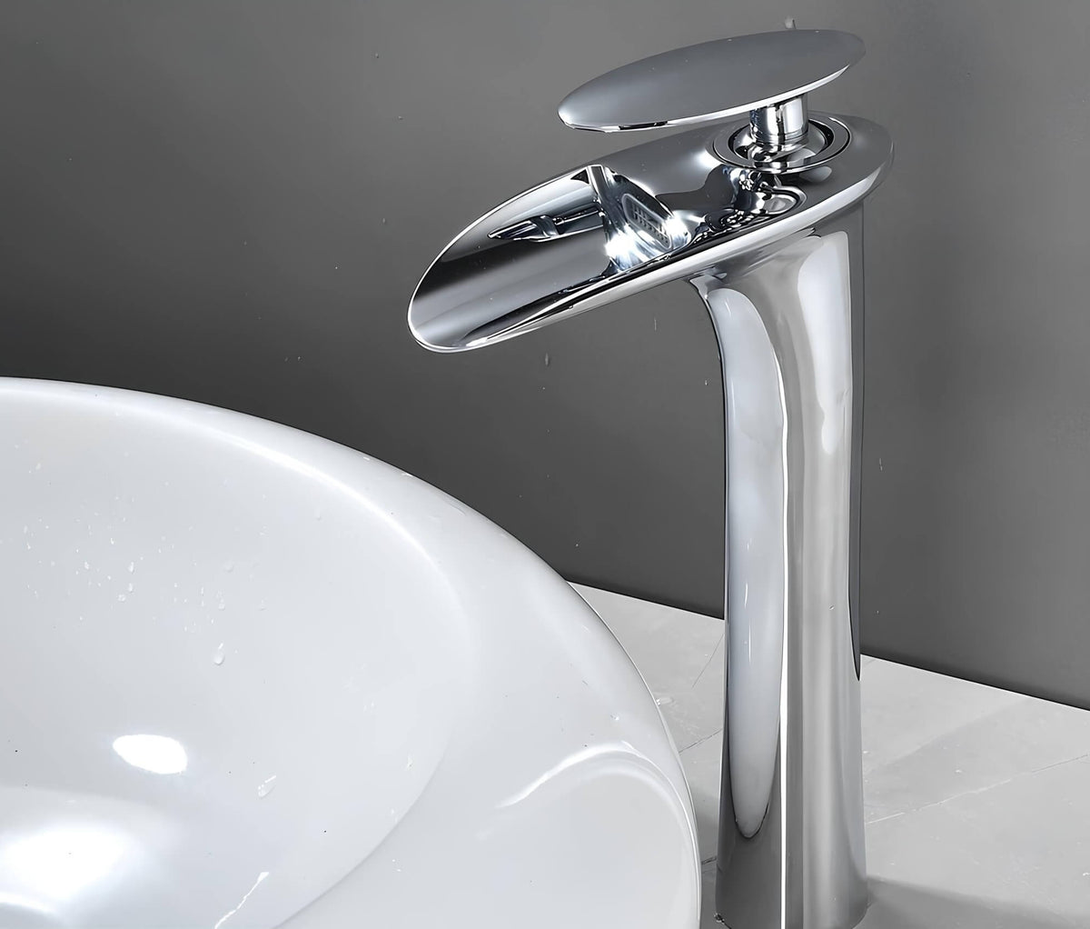 Robinet de vasque moderne - Style cascade - Blanc