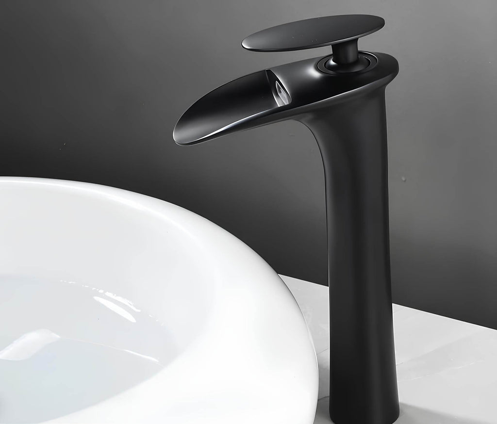 Robinet de vasque moderne - Style cascade - Noir