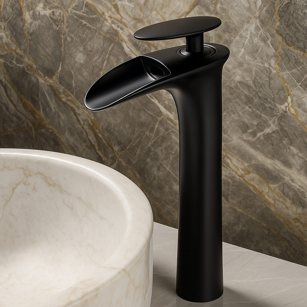 Robinet de vasque moderne - Style cascade - Noir