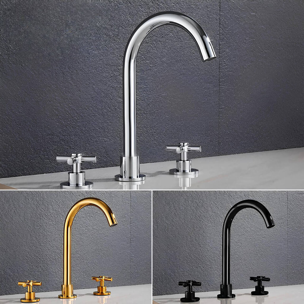 Robinet lavabo 3 trous - Style moderne - Or