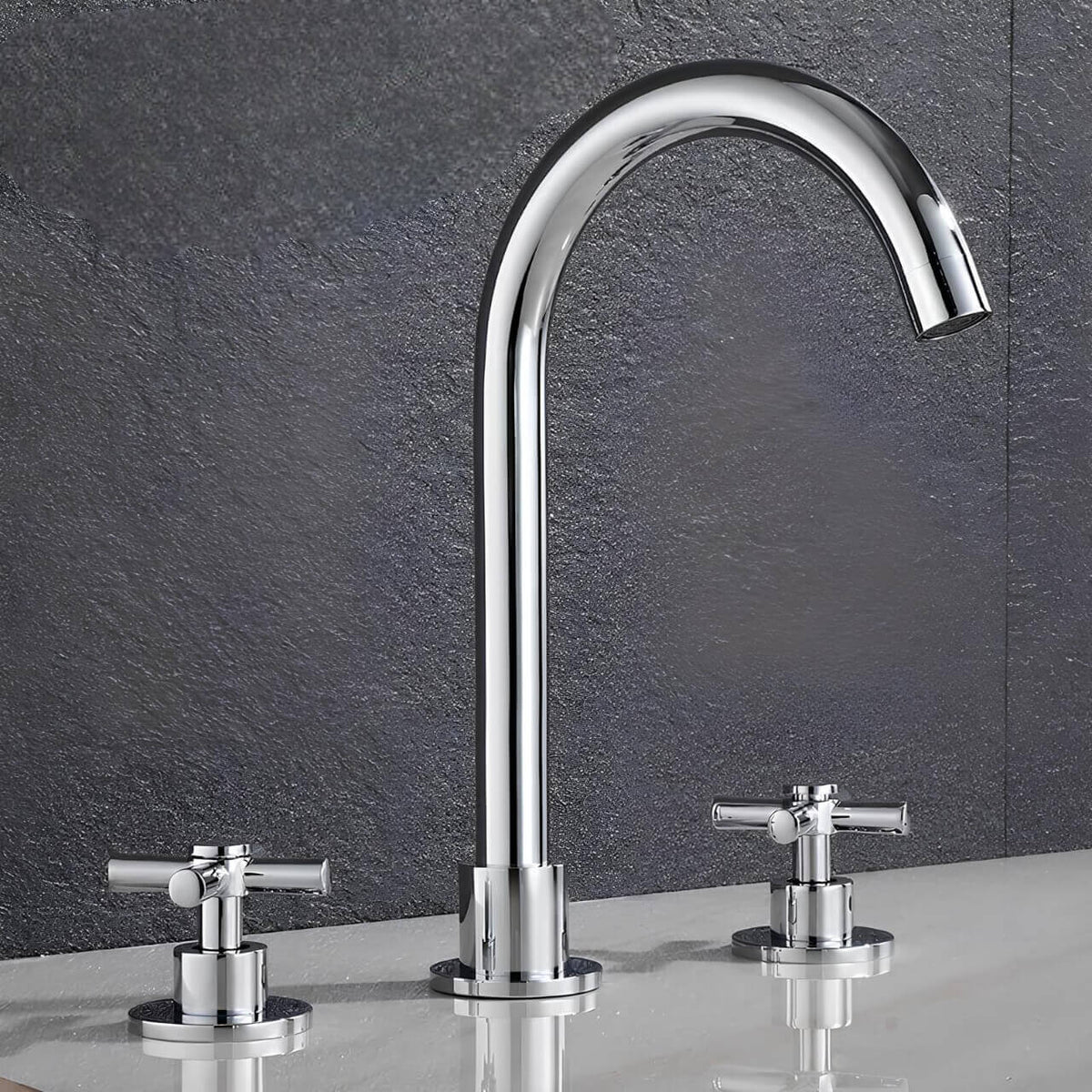 Robinet lavabo 3 trous - Style moderne - Or