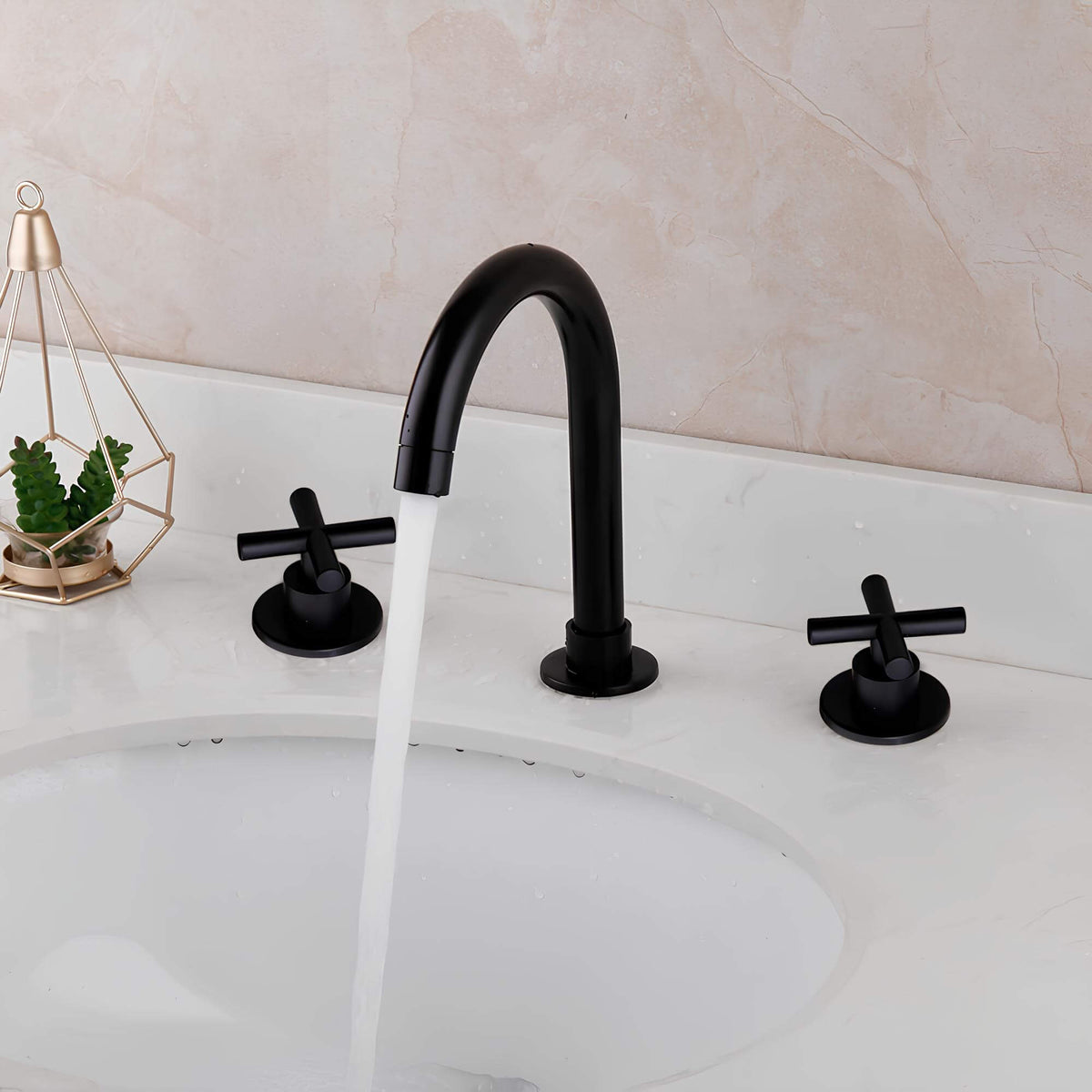 Robinet lavabo 3 trous - Style moderne - Noir