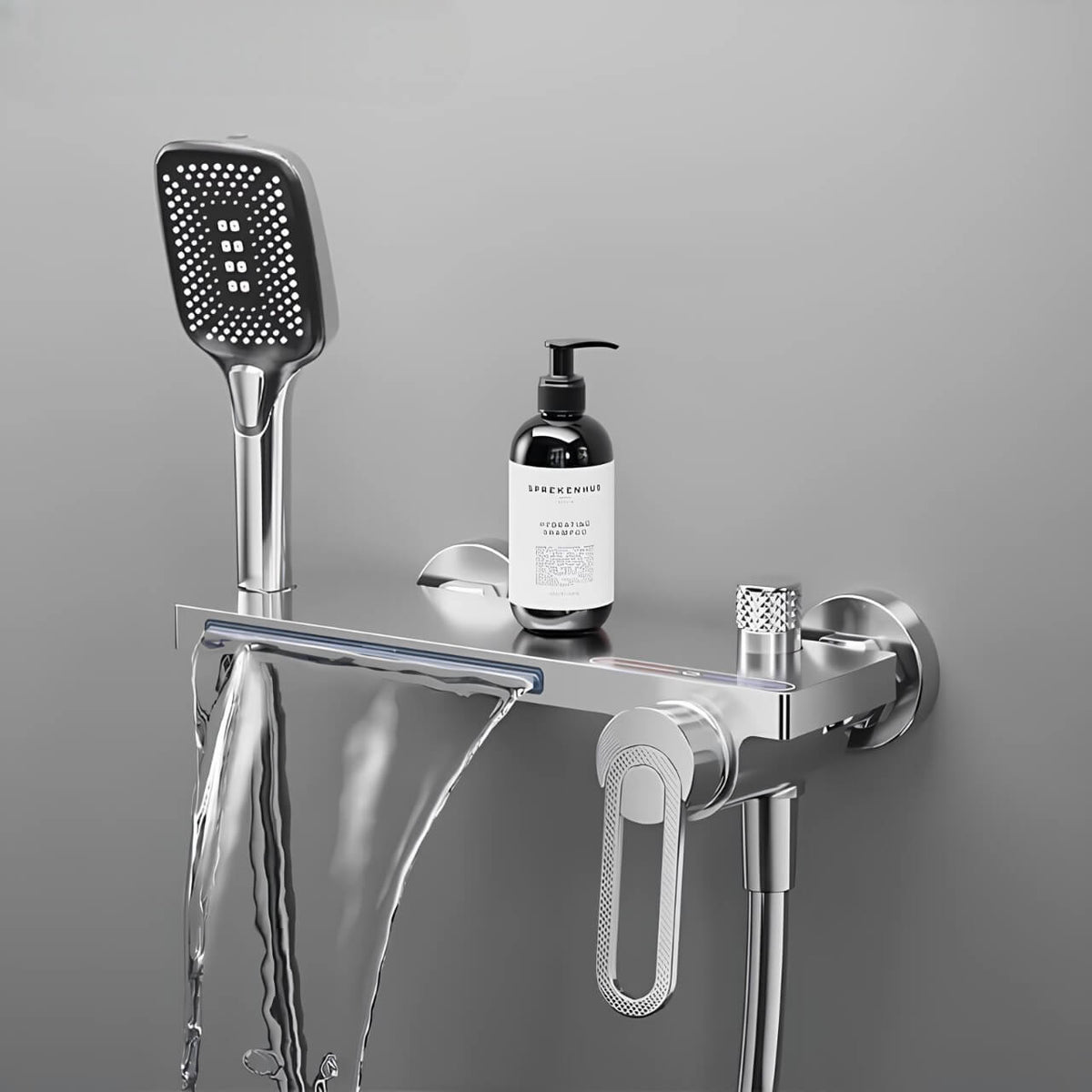 Robinet douche baignoire mural avec douchette - Blanc