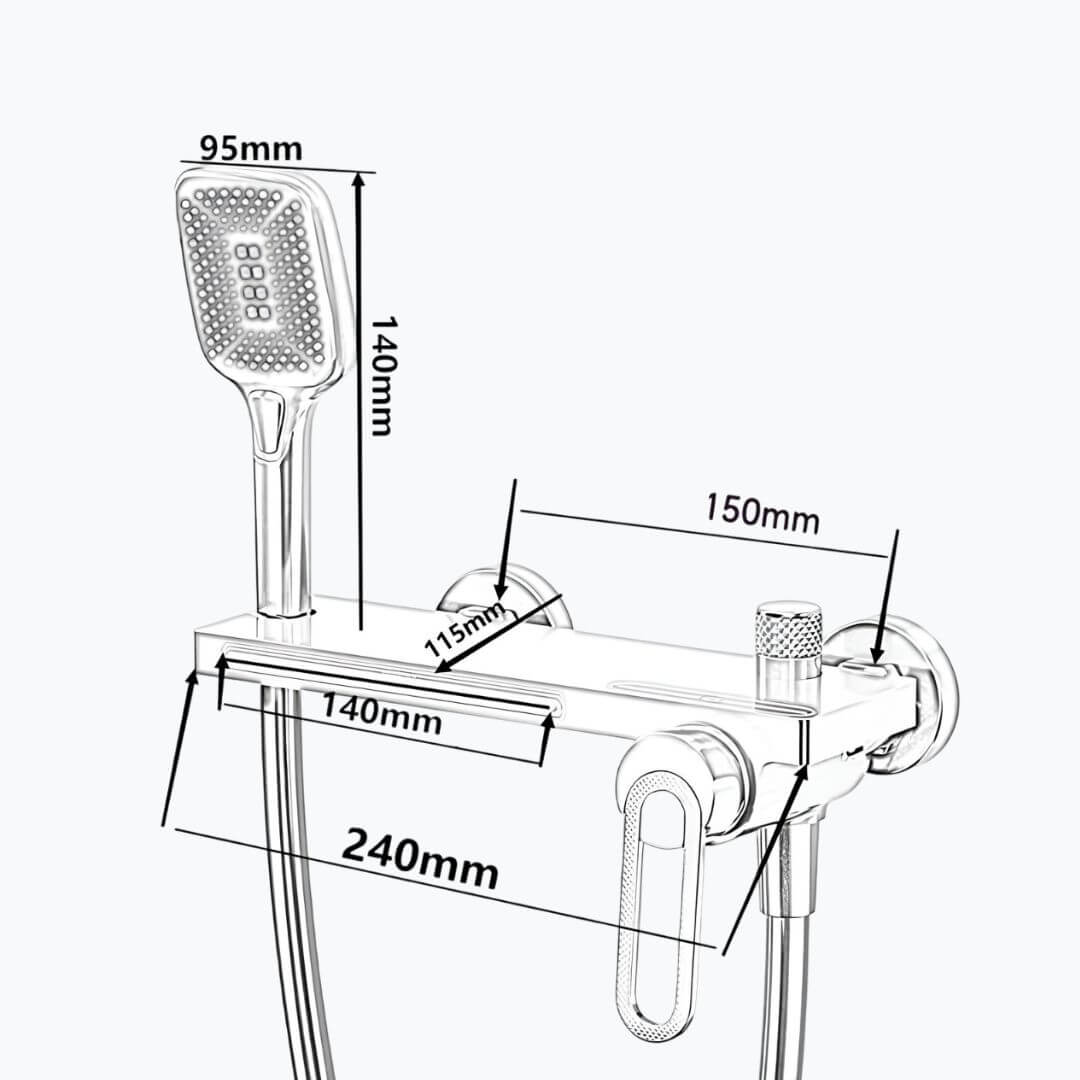 Robinet douche baignoire mural avec douchette - Chrome
