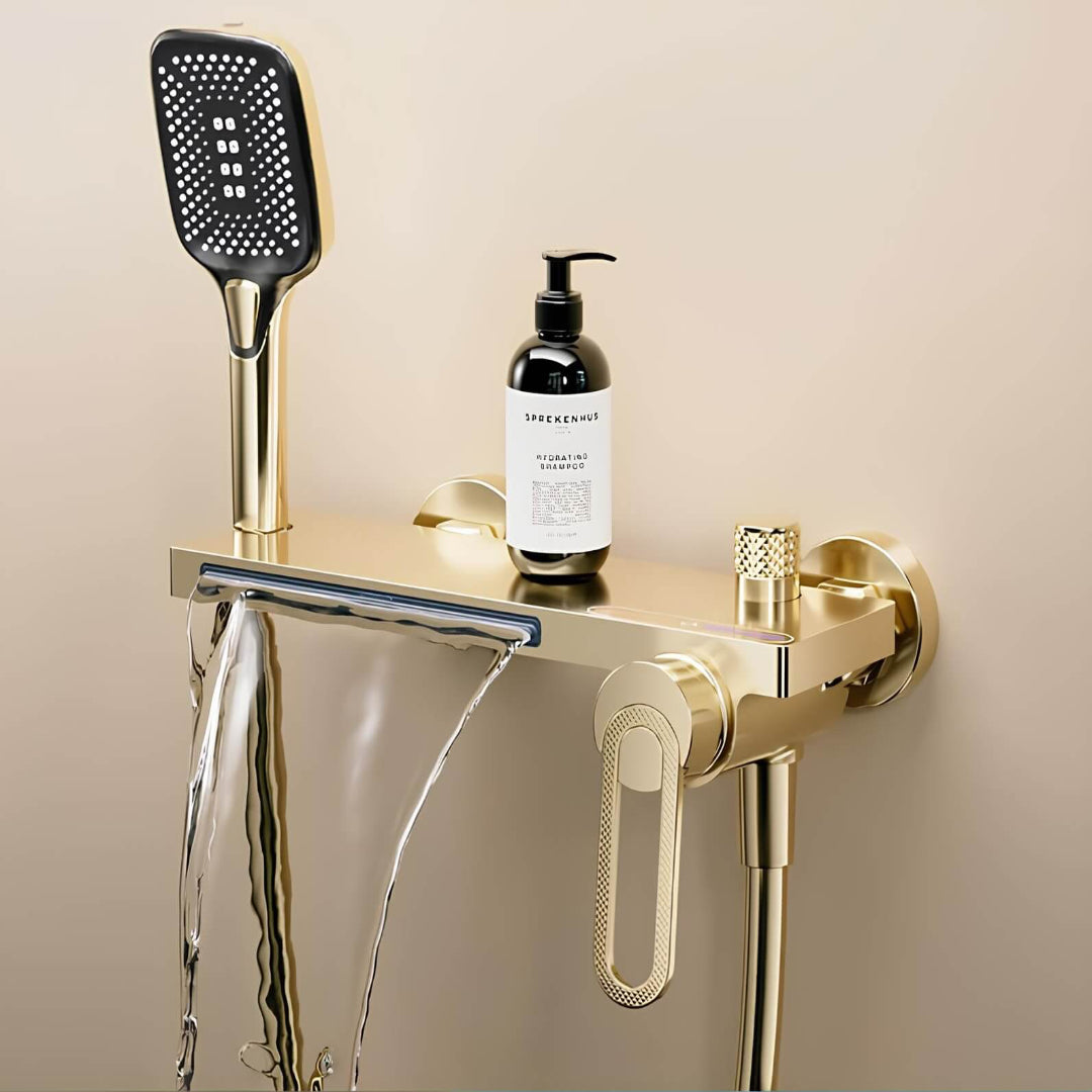Robinet douche baignoire mural avec douchette - Blanc