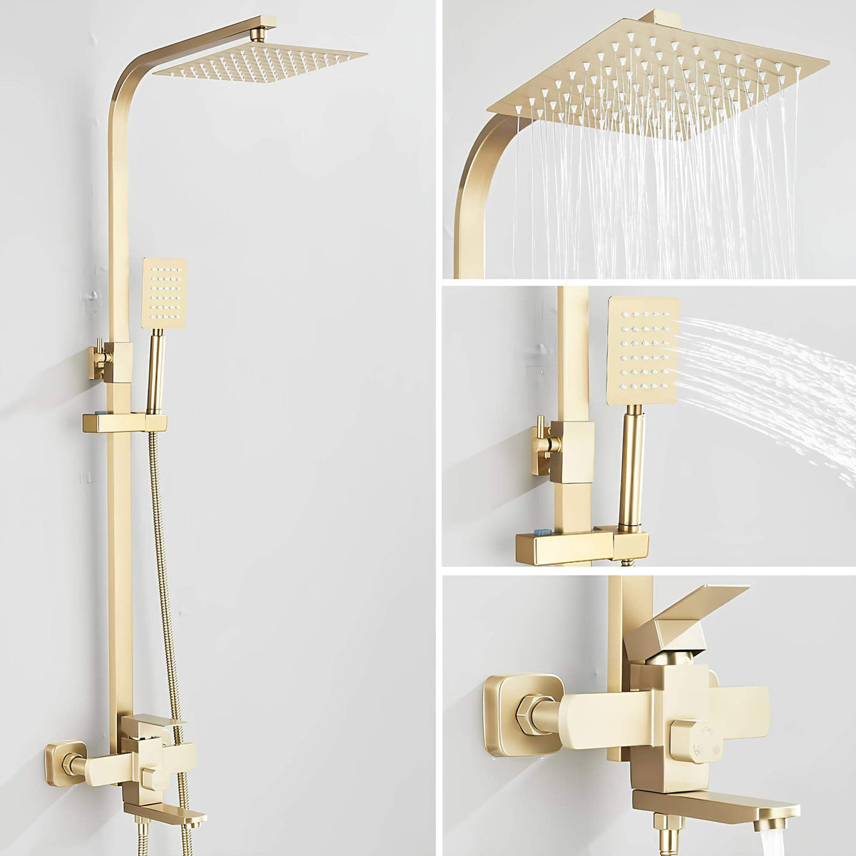 Robinet douche 3-en-1 avec bec pivotant - Or