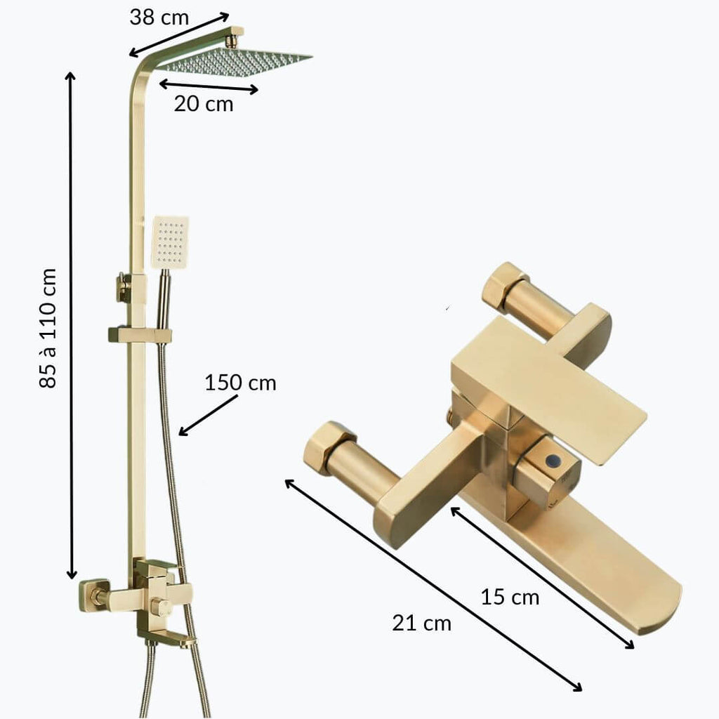 Robinet douche 3-en-1 avec bec pivotant - Or