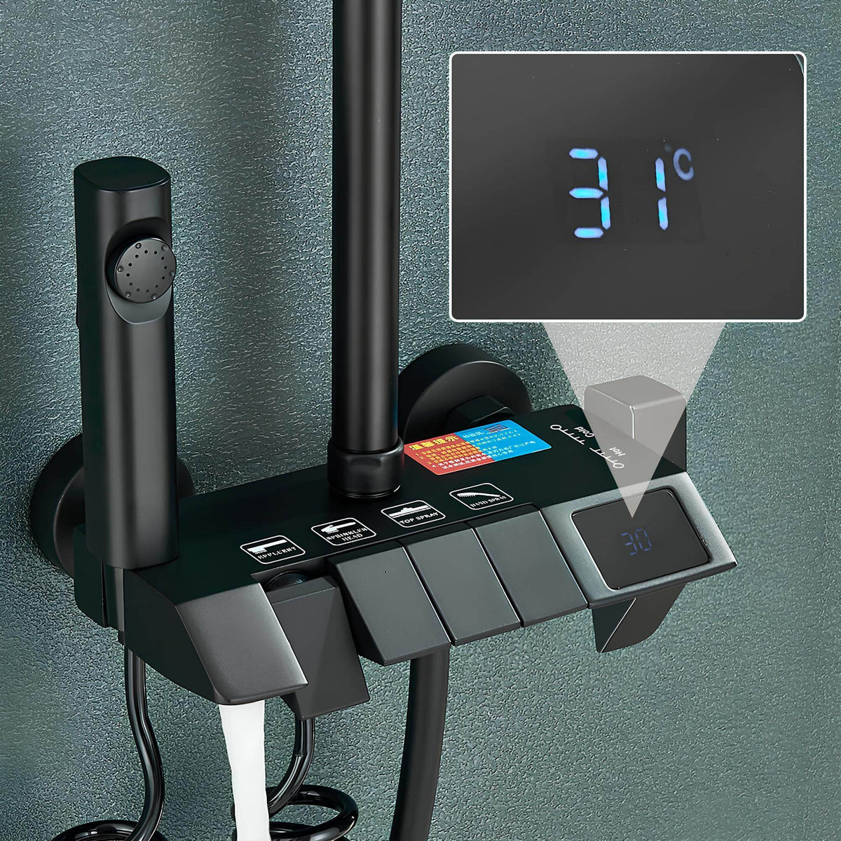 Robinet douche digital style piano - Gris