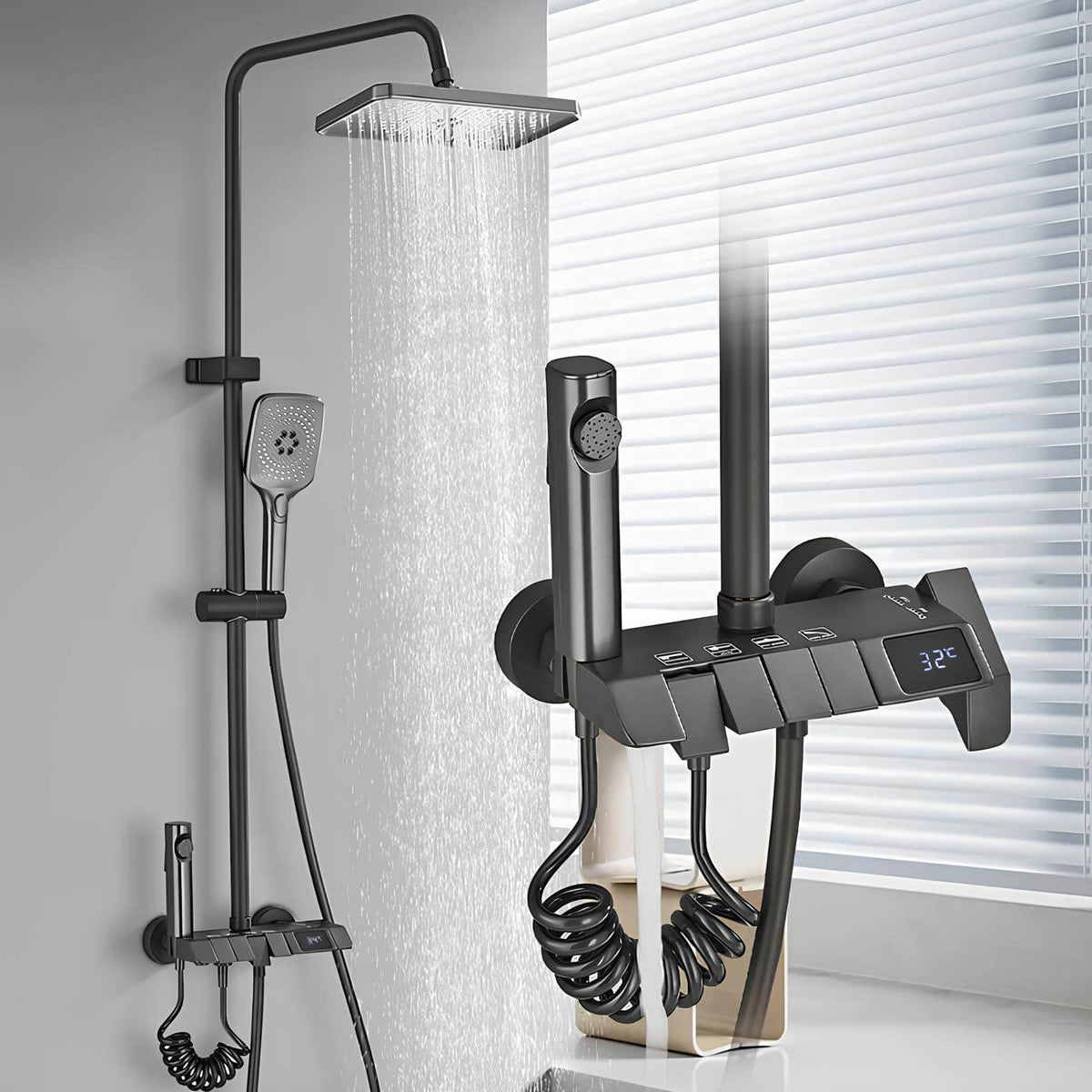 Robinet douche digital style piano - Gris