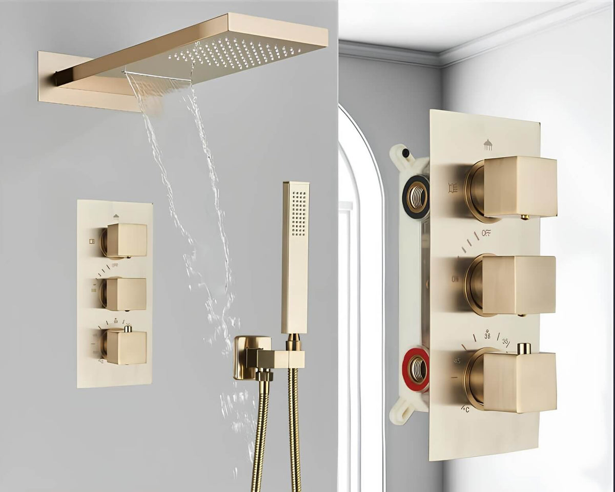 Robinet douche encastré cascade - Noir