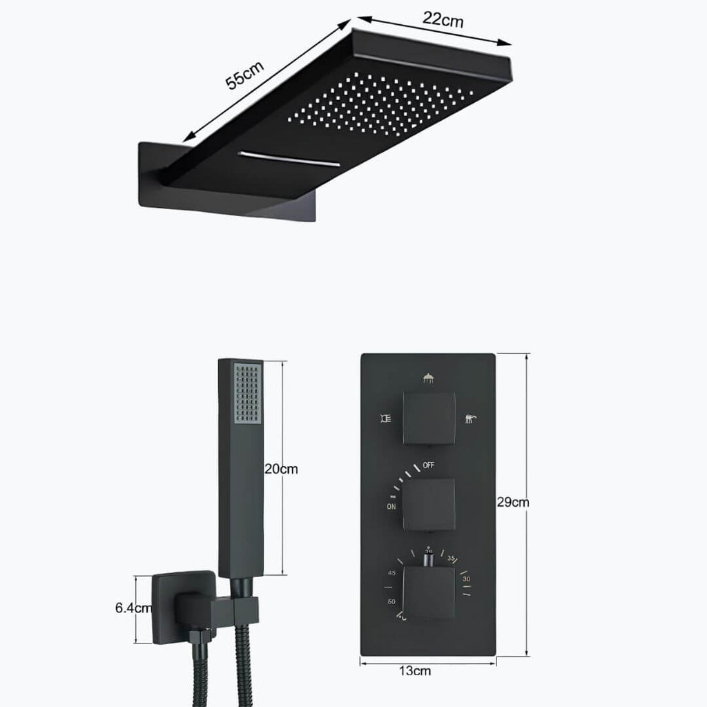 Robinet douche encastré cascade - Noir
