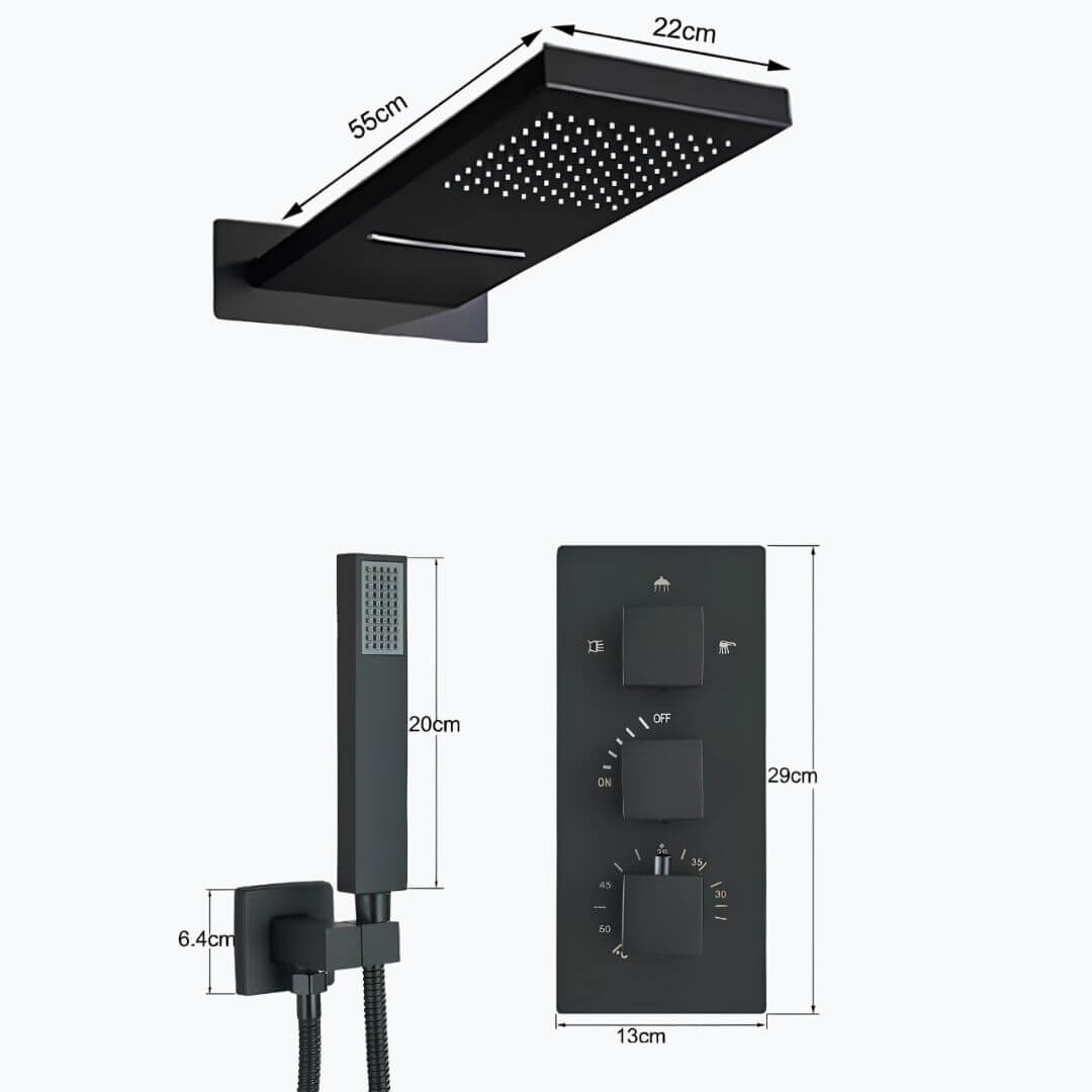 Robinet douche encastré cascade - Noir