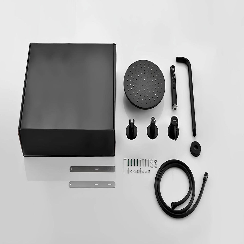 Robinet douche mural haute pression - Noir mat - 20 cm