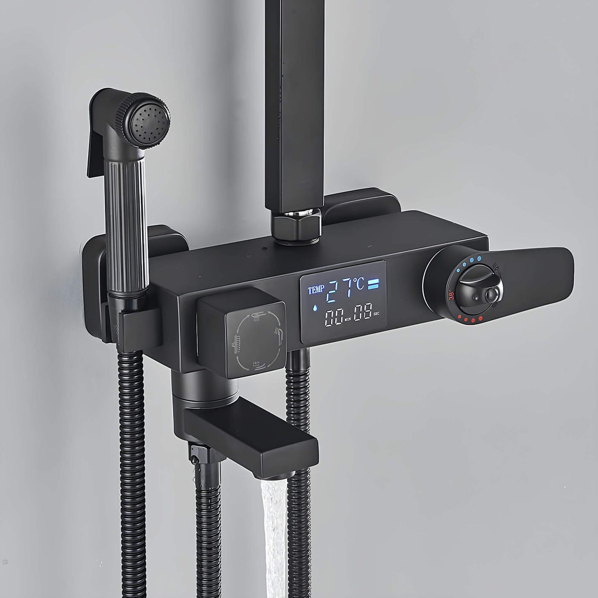 Robinet douche thermostatique 4 sorties - Noir - Thermostatique