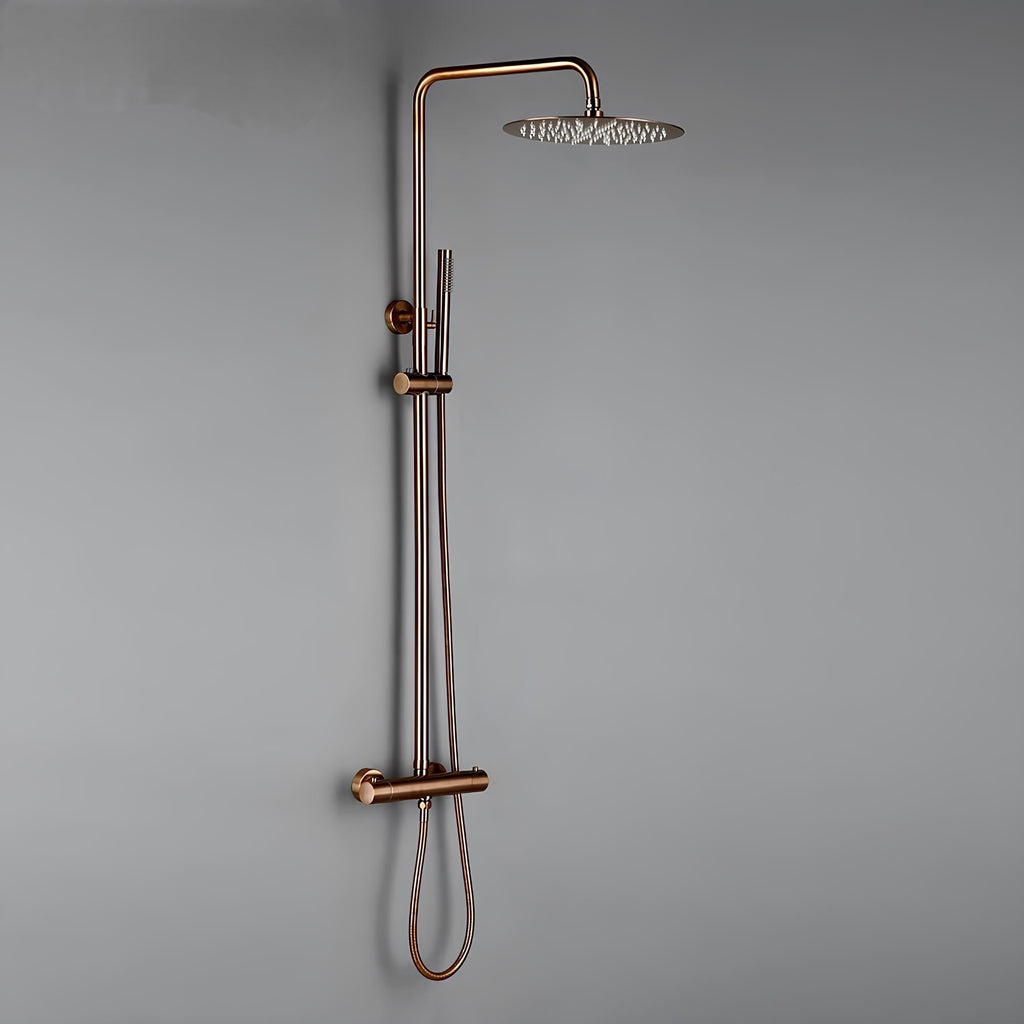 Mitigeur douche thermostatique mural finition laiton poli - 20 centimètres
