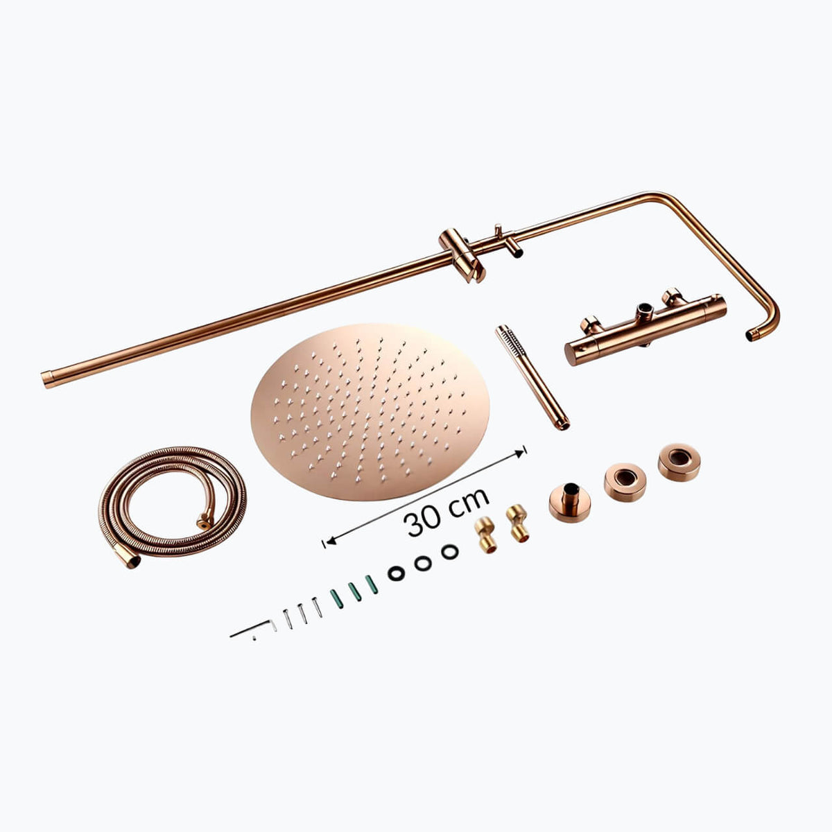 Mitigeur douche thermostatique mural finition laiton poli - 20 centimètres