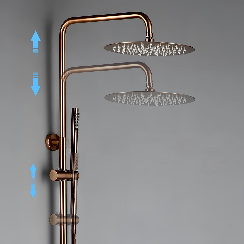 Mitigeur douche thermostatique mural finition laiton poli - 25 centimètres