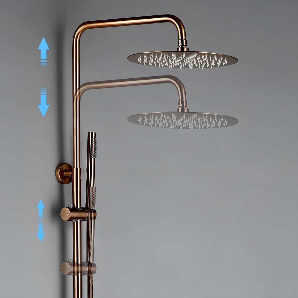 Mitigeur douche thermostatique mural finition laiton poli - 25 centimètres