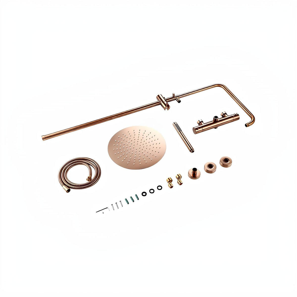 Mitigeur douche thermostatique mural finition laiton poli - 20 centimètres