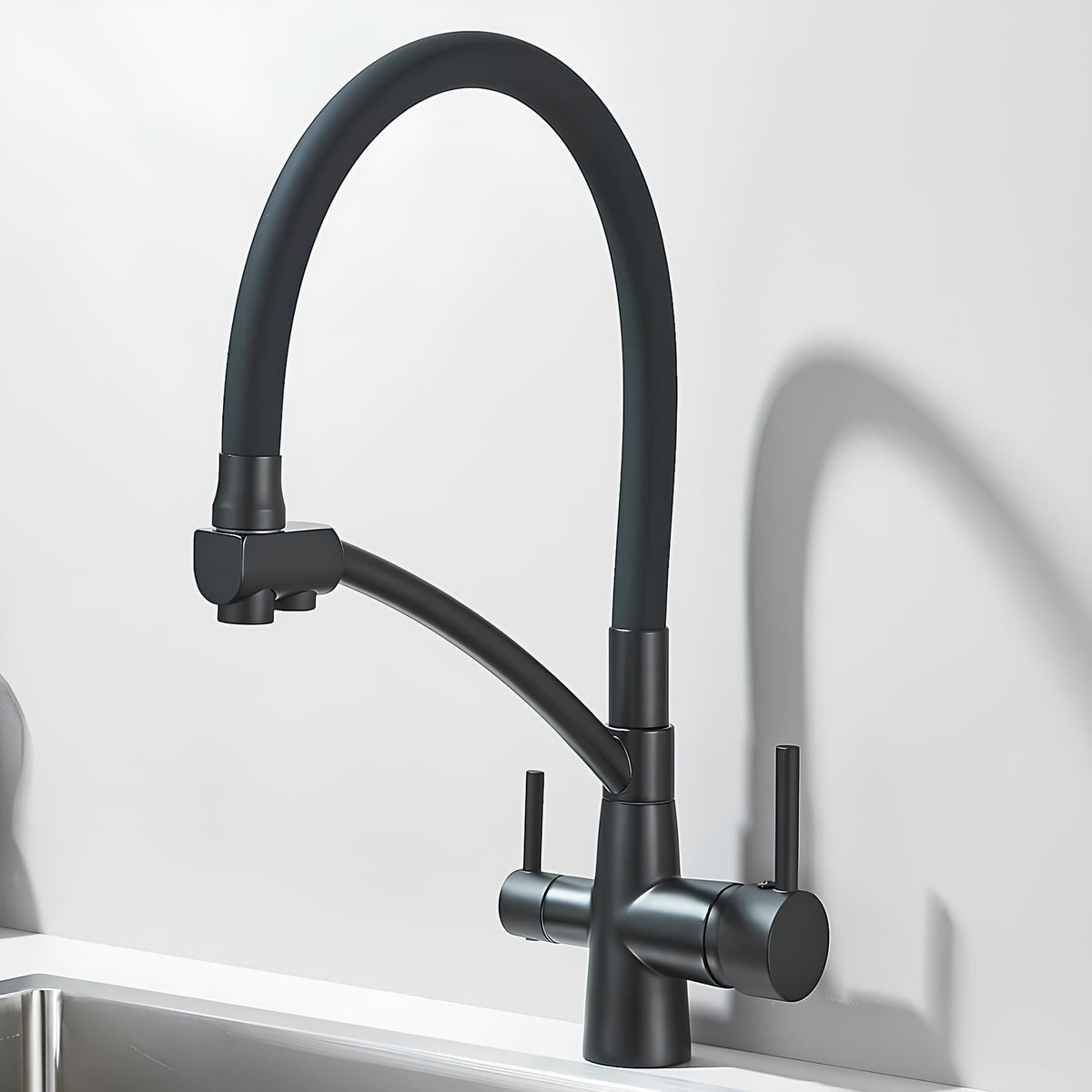 Robinet douchette cuisine 3 en 1 - Gris brossé