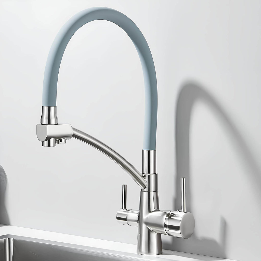 Robinet douchette cuisine 3 en 1 - Gris brossé