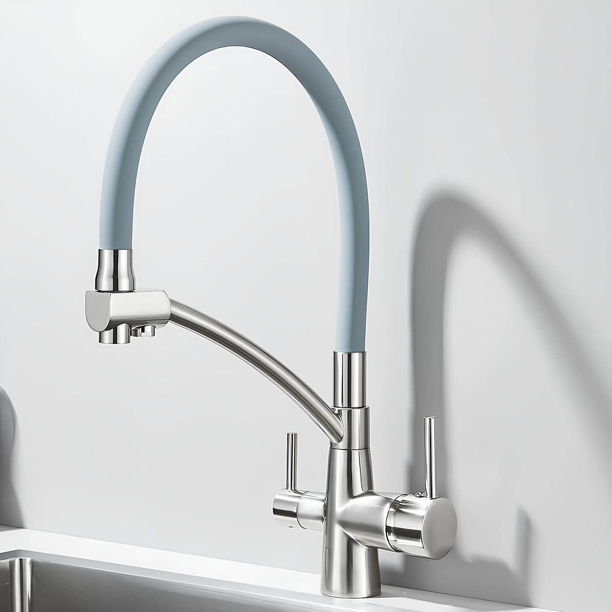 Robinet douchette cuisine 3 en 1 - Gris brossé