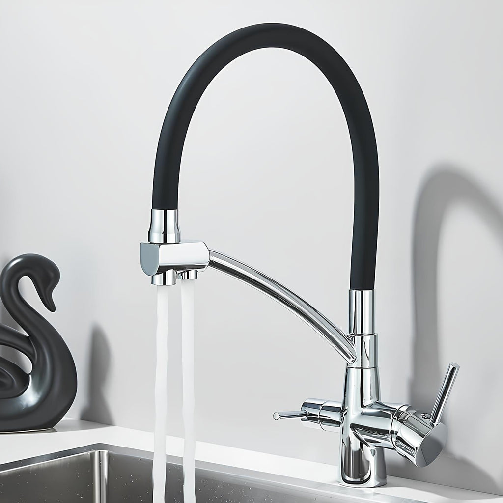 Robinet douchette cuisine 3 en 1 - Noir mat