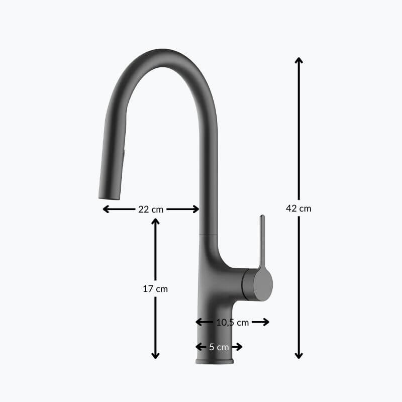 Robinet douchette évier à bec extractible deux jets - Or brossé