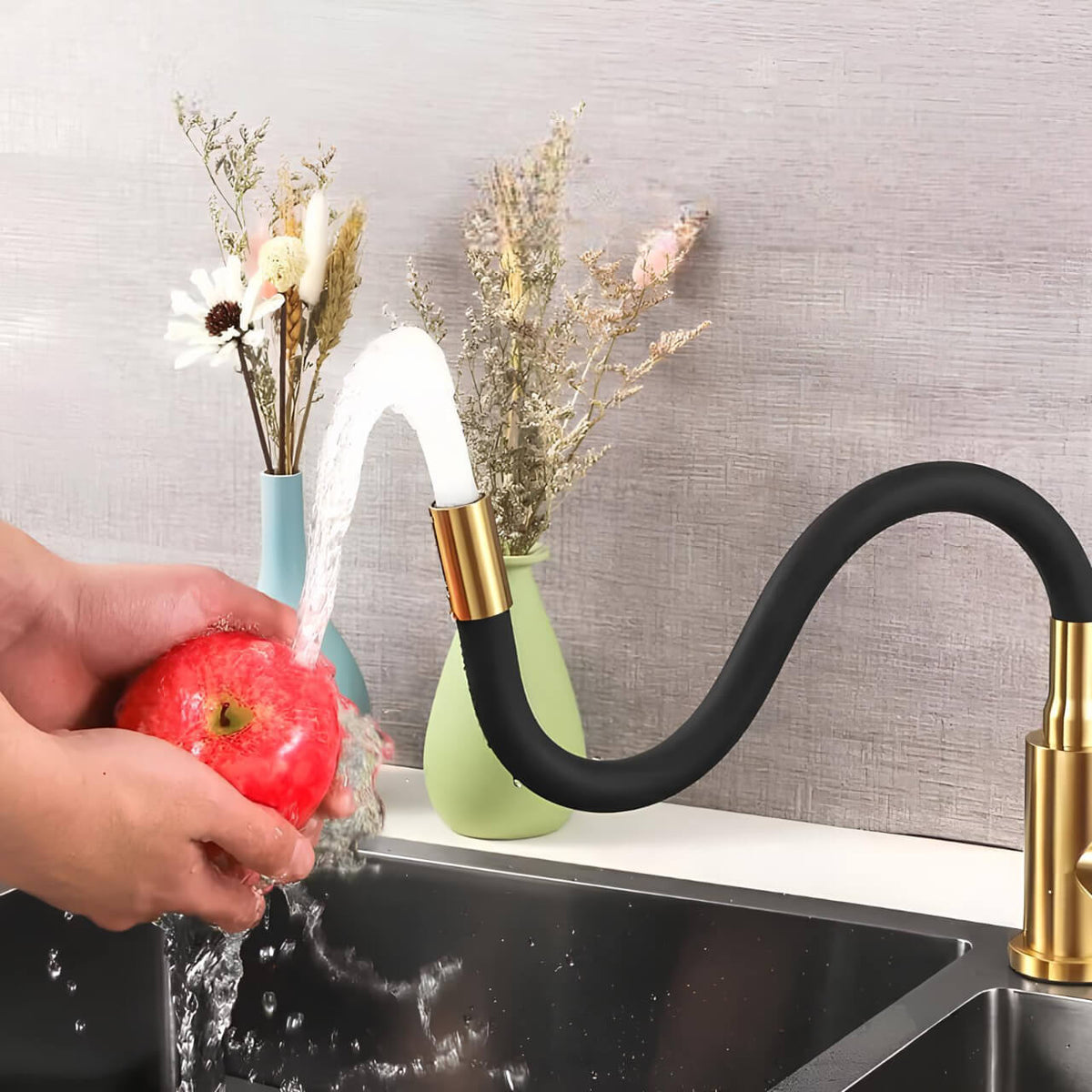Robinet douchette flexible avec col coloré - Gris