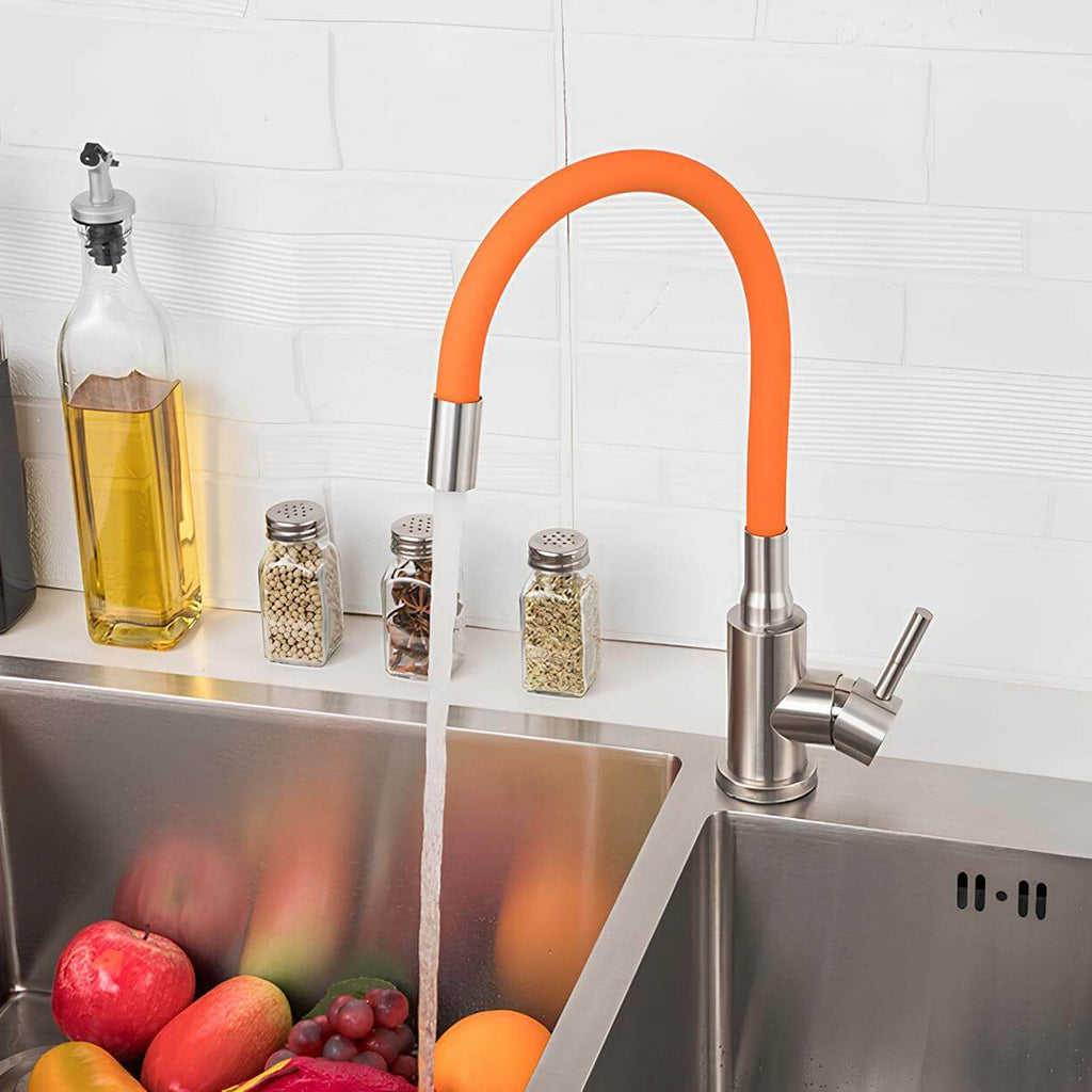 Robinet douchette flexible avec col coloré - Blanc