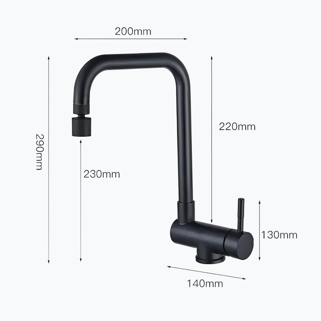 Robinet douchette pour évier inox pliable à double rotation - Noir
